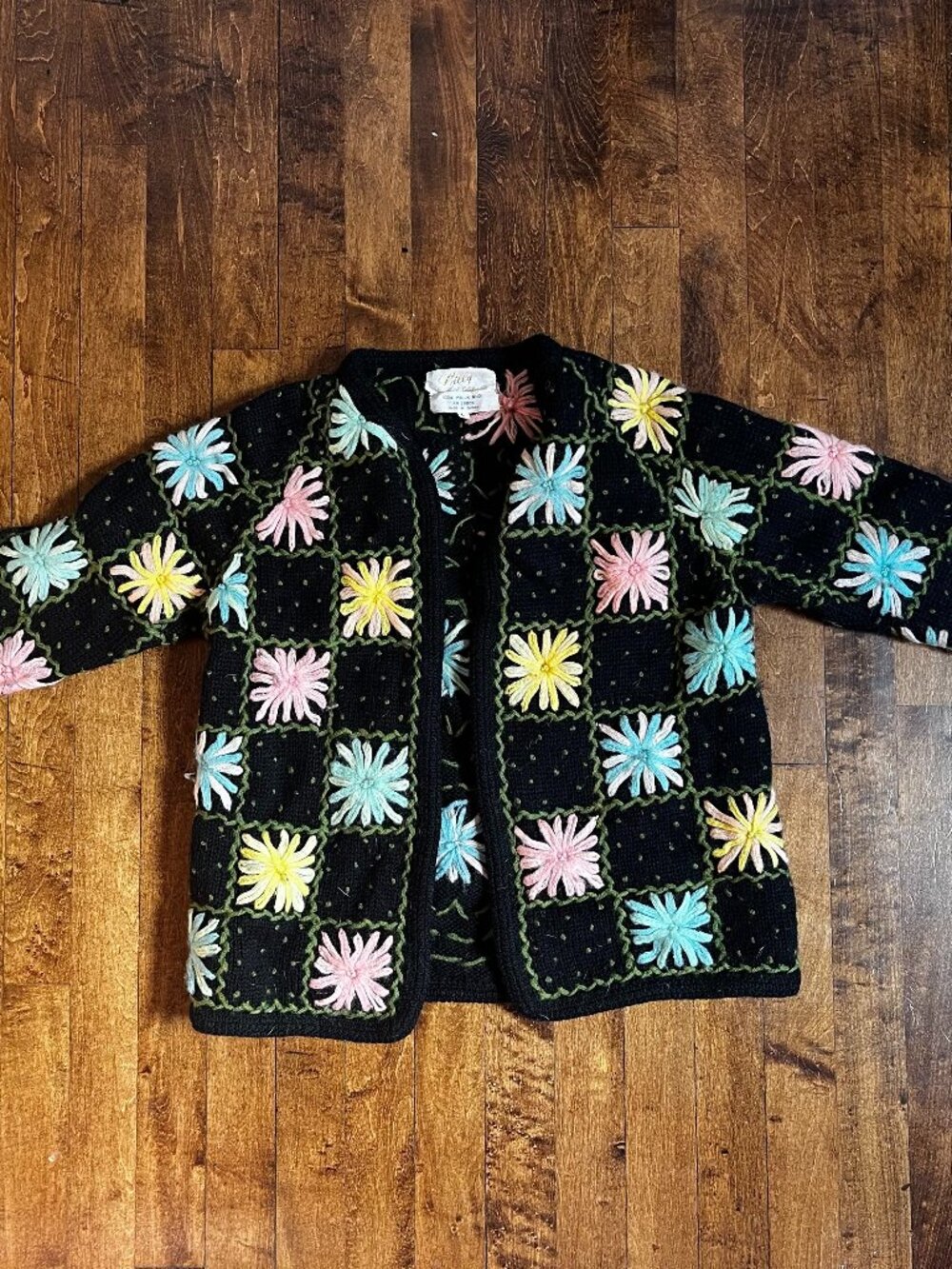 Vintage 70s Knit and Embroidered Cardigan Sweater